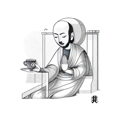 A Serene Scene Of A Religious Figure Meditating In A Coffee Cup