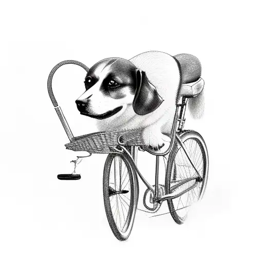 A Realistic Portrait Of A Dog Riding A Bike