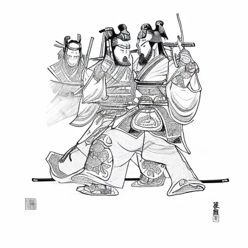 A Samurai Fighting Another Samurai