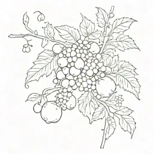 Fruit And Vine With Flowers Saying Abide