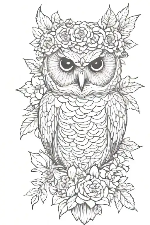 Owl Wearing Flower Crown