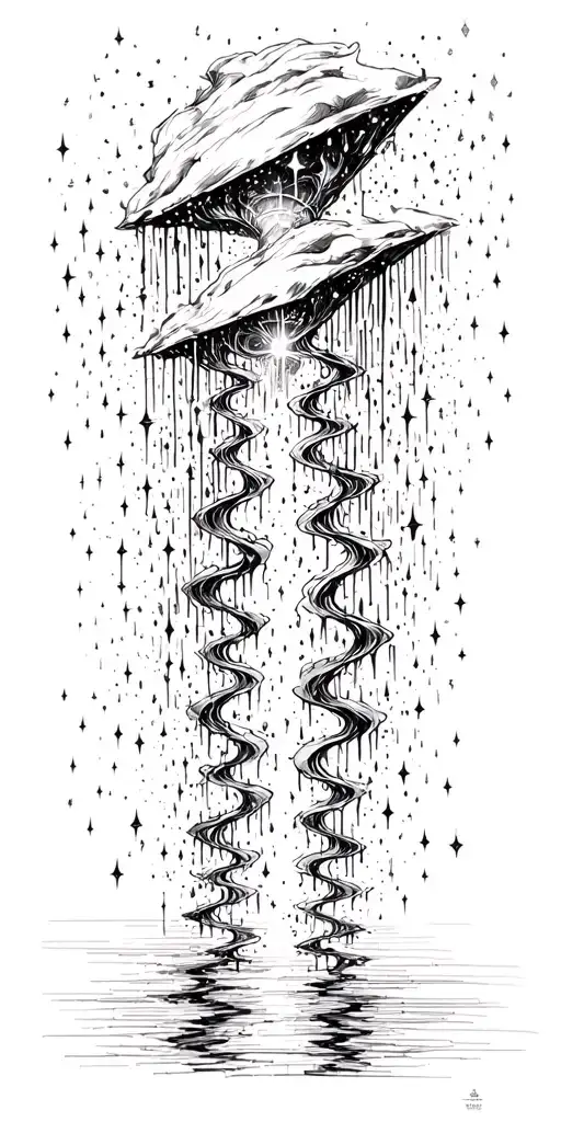 Parallel Universe With Rain And Stars Falling
