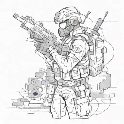 An Abstract Design Representing The Duality Of Being A Medic In A War Zone