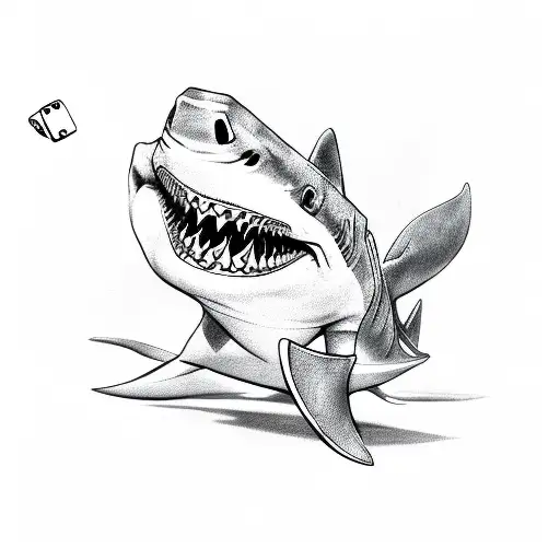 Lucky Shark With Dice And Cards