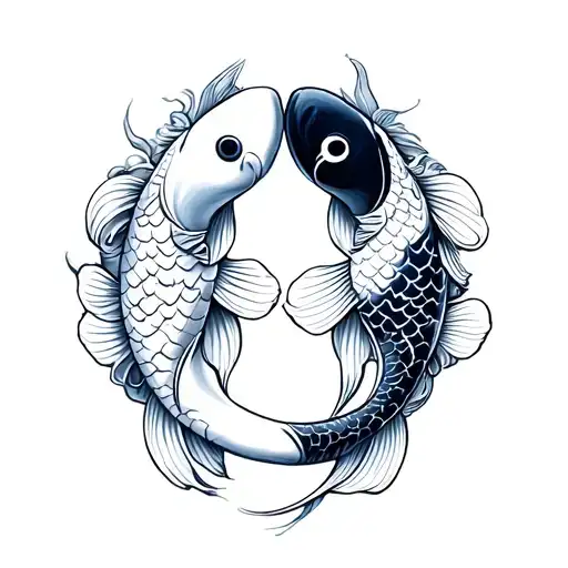 Small Koi Fish Ying Yang Couples Tatoo