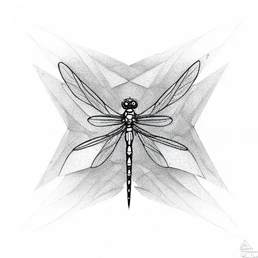 Geometric Dragonfly With Semicolon Body