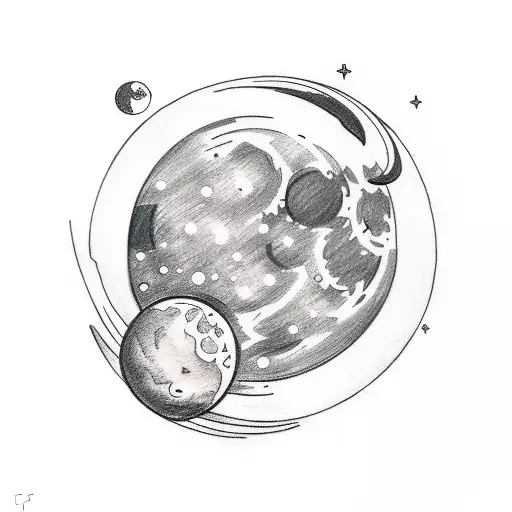 Tattoo Sketch Of An Astronaut Hugging The Moon