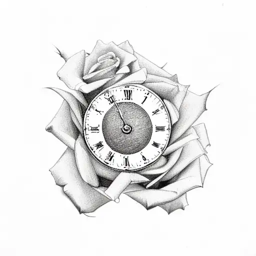 Roses With A Clock Outline