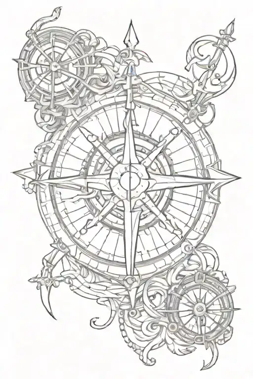 Nautical Anchor And Viking Compass