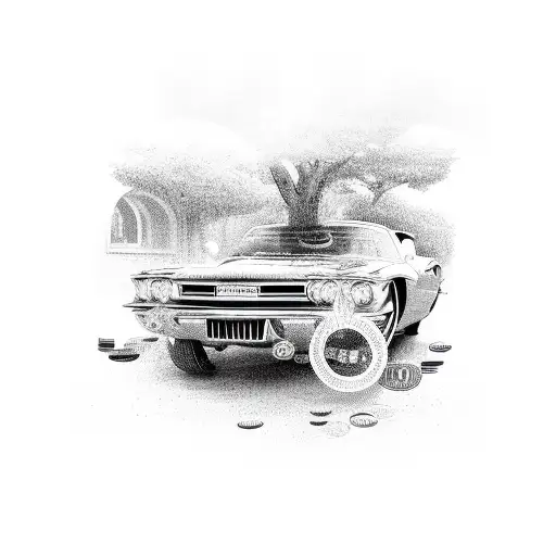 A Car Engine Made Up Of Intricate Money Symbols