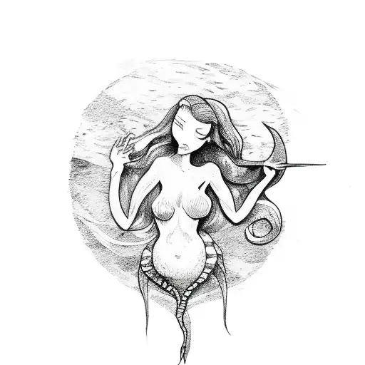 Van Gogh Style Mermaid Minimalist