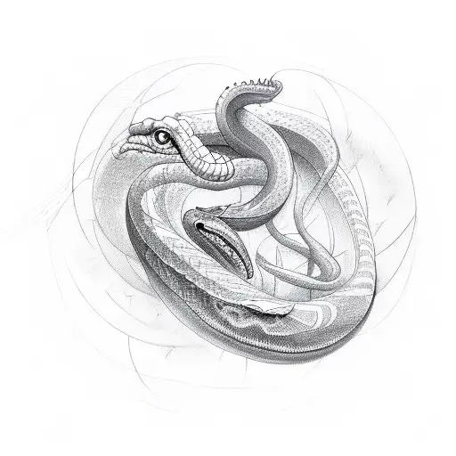 A Sketch Of A Mathematical Formula Of Dirac Transforming Into A Wild Snake