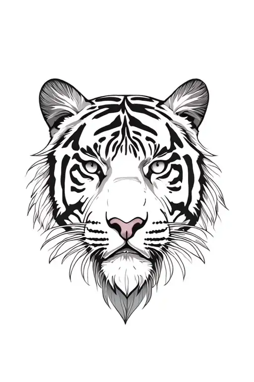 Tiger Face In Feather Silhouette