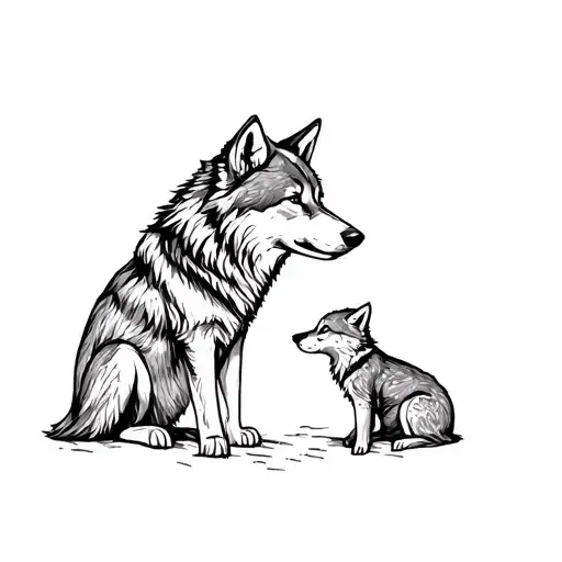 A Wolf And A Wolf Cub