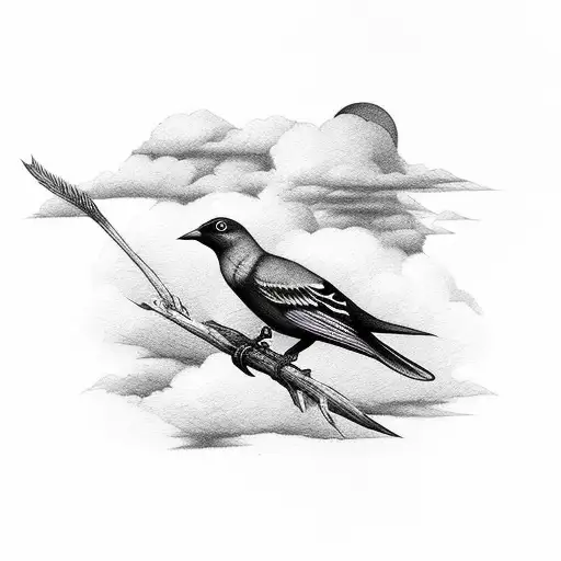 And This Bird You Cannot Change Surrounded By Clouds And A Bird