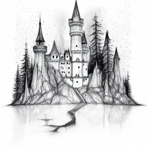 The Sleeve On Which There Will Be Gothic Castles Forests Spruce Vampires Moon Ba