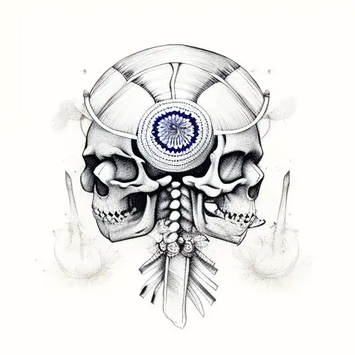 Complete Indian Skeleton In Traditional Regalia