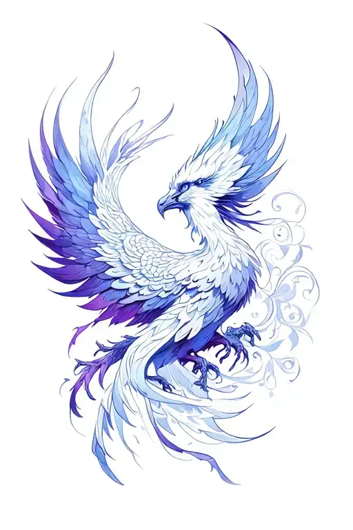 Feminine Blue And Purple Phoenix Rising