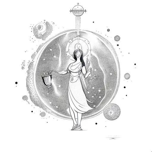 A Celestial Goddess Pouring Water From A Cosmic Chalice