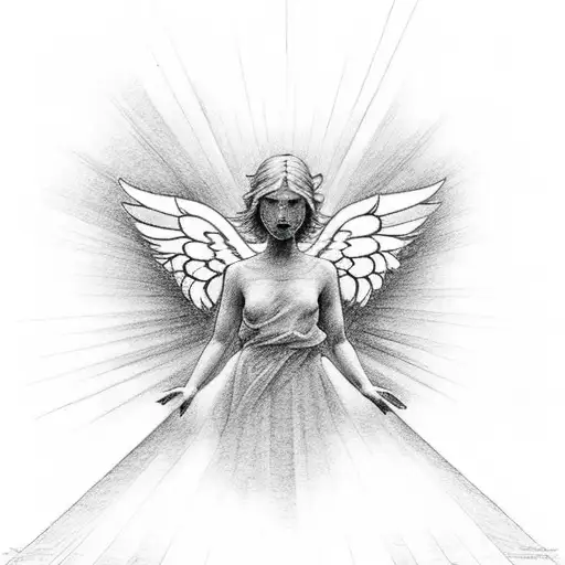 An Angel Staring Down A Staircase Of Heaven