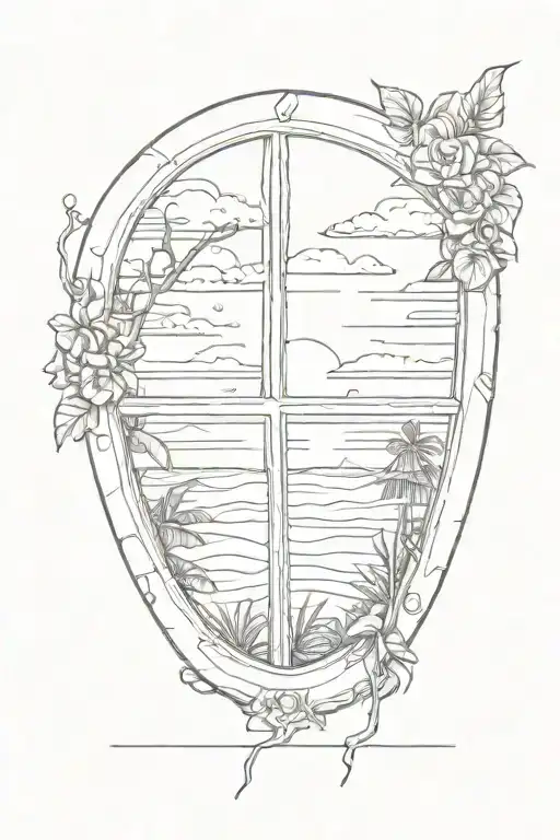 Window And Sunset Beach