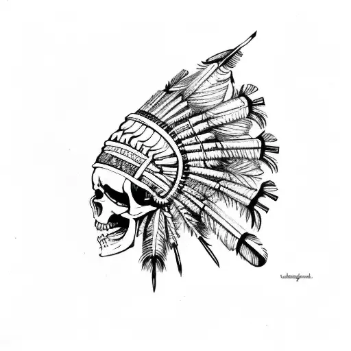 Indian Skeleton In Traditional Regalia