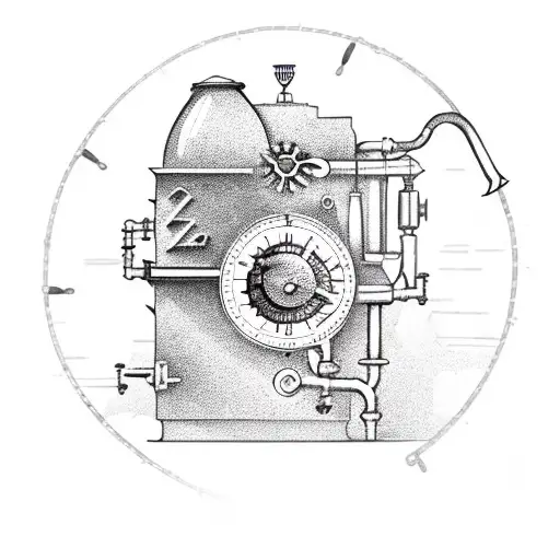 A Steampunk-inspired Coffee Machine With Gears And Pipes