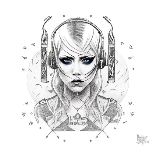 Rebellious Rocker Chick With A Guitar And Face