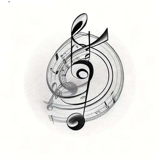 Treble Clef And Base Clef Winding Piano Keys And Music Notes