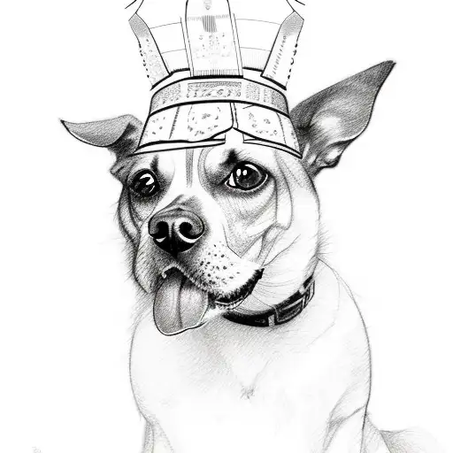 A Sketch Of A Dog Wearing A Traditional Thai Hat