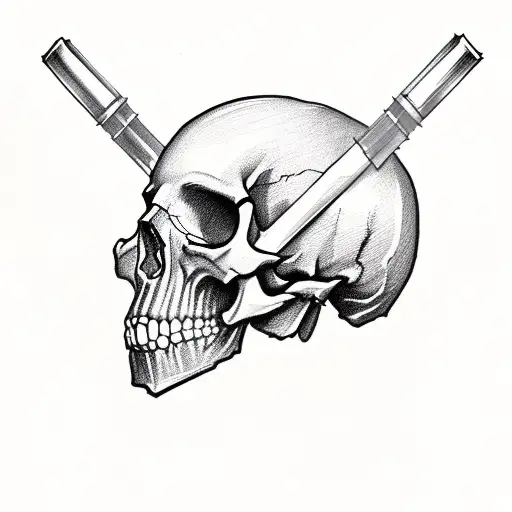 Skull With Criss Cross Wrenches