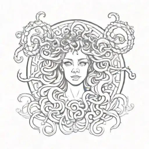Medusa Strength Tarot Card Tattoo Design