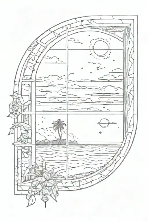 Squaee Window And Sunset Beach