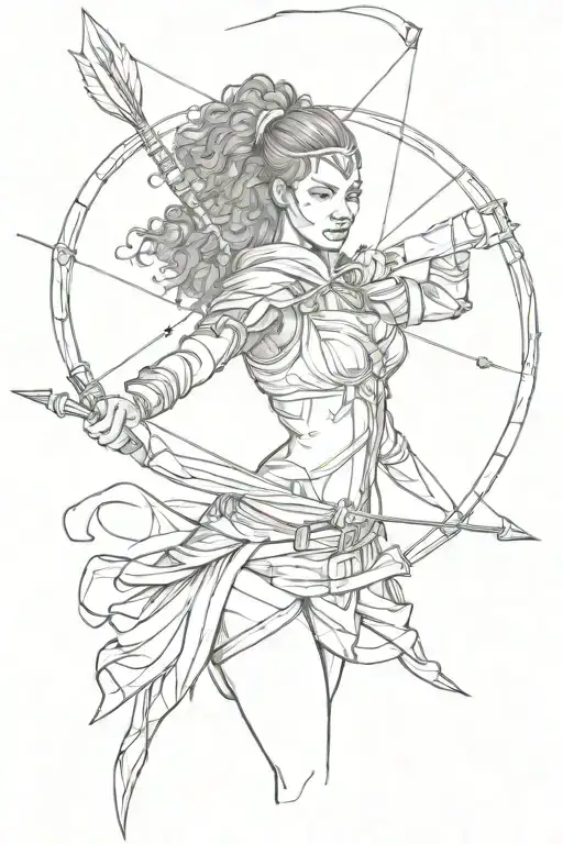 Black Female Warrior With Bow And Arrow