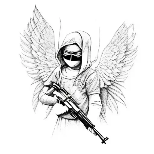 Little Angel In Mask With Ak 47