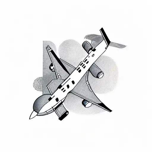 A Small Jet Or Airplane Intertwined With Some Music Note Or Symbol