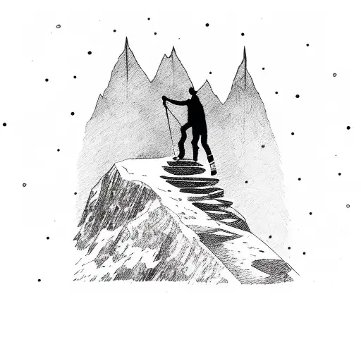 A Hiker Reaching The Top Of A Mountain With The Northern Lights Shining Brightly