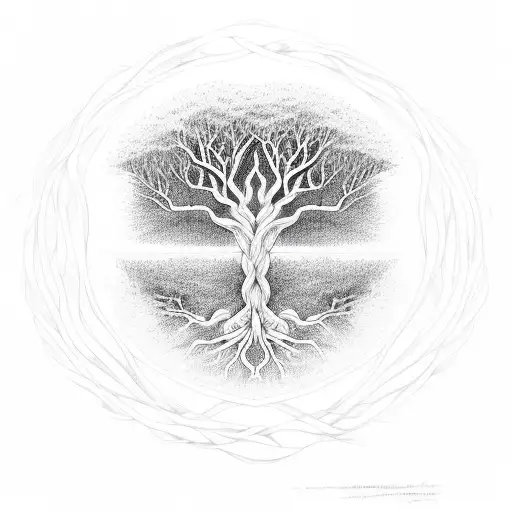 Tree Of Life With Intertwined Roots