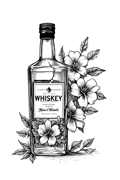 Broken Whiskey Bottle With Flowers