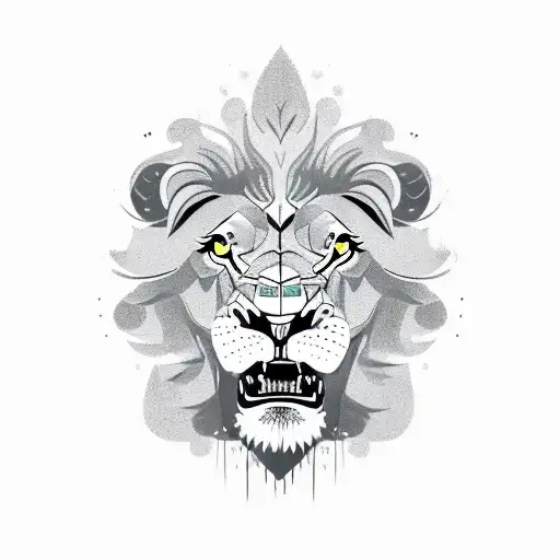 Create A Anger Lion Face With Trisul Saving Baby With Letters Ld
