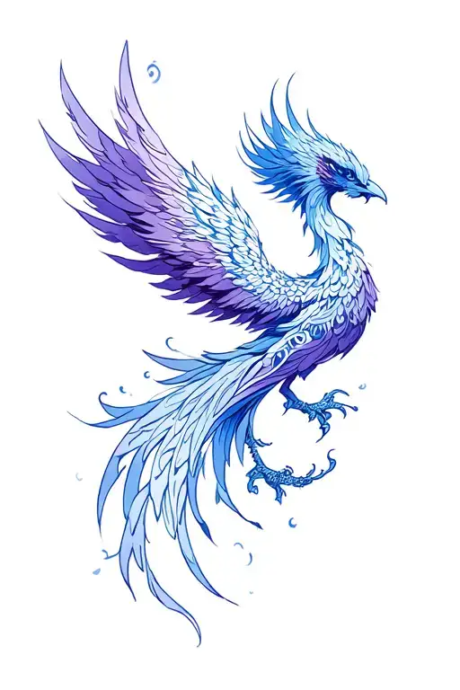 Feminine Blue And Purple Phoenix Rising