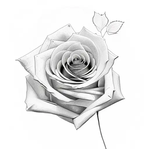 Rose Thin Line Art Lightly Shaded Outlines