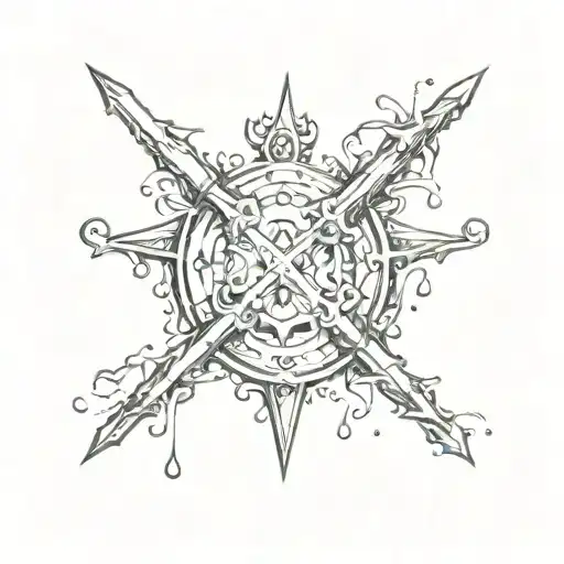 Two Tridents In A X Shape With Water Splashing Around Them