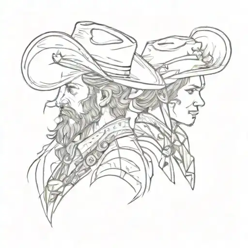A Couple Wearing Cowboy Hats