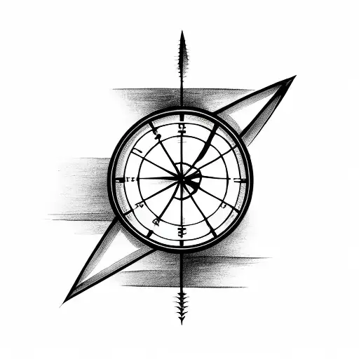 Karma Symbol At The Bottom End Of The Arrow And Smaller Clock