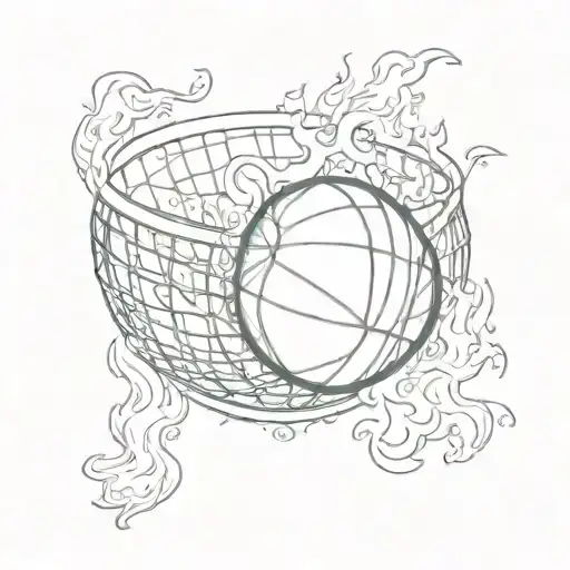 Basket Ball Flaming Through Basket