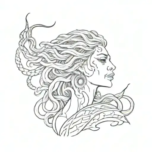 Side Profile Medusa Crying With Her Mout Sewn Together
