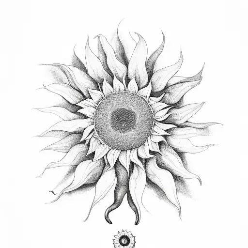 A Surreal Composition Of A Sunflower Sprouting From The Center Of A Half Brain And Half Heart