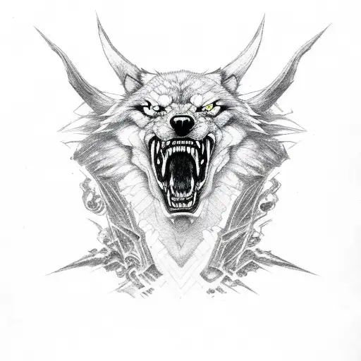 Snarling Wolf Red Eyes