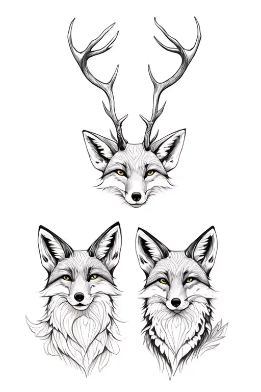 Foxes With Deer Horns